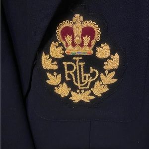 RALPH LAUREN Black Blazer -Signature  Crest - Size 10 Gold buttons